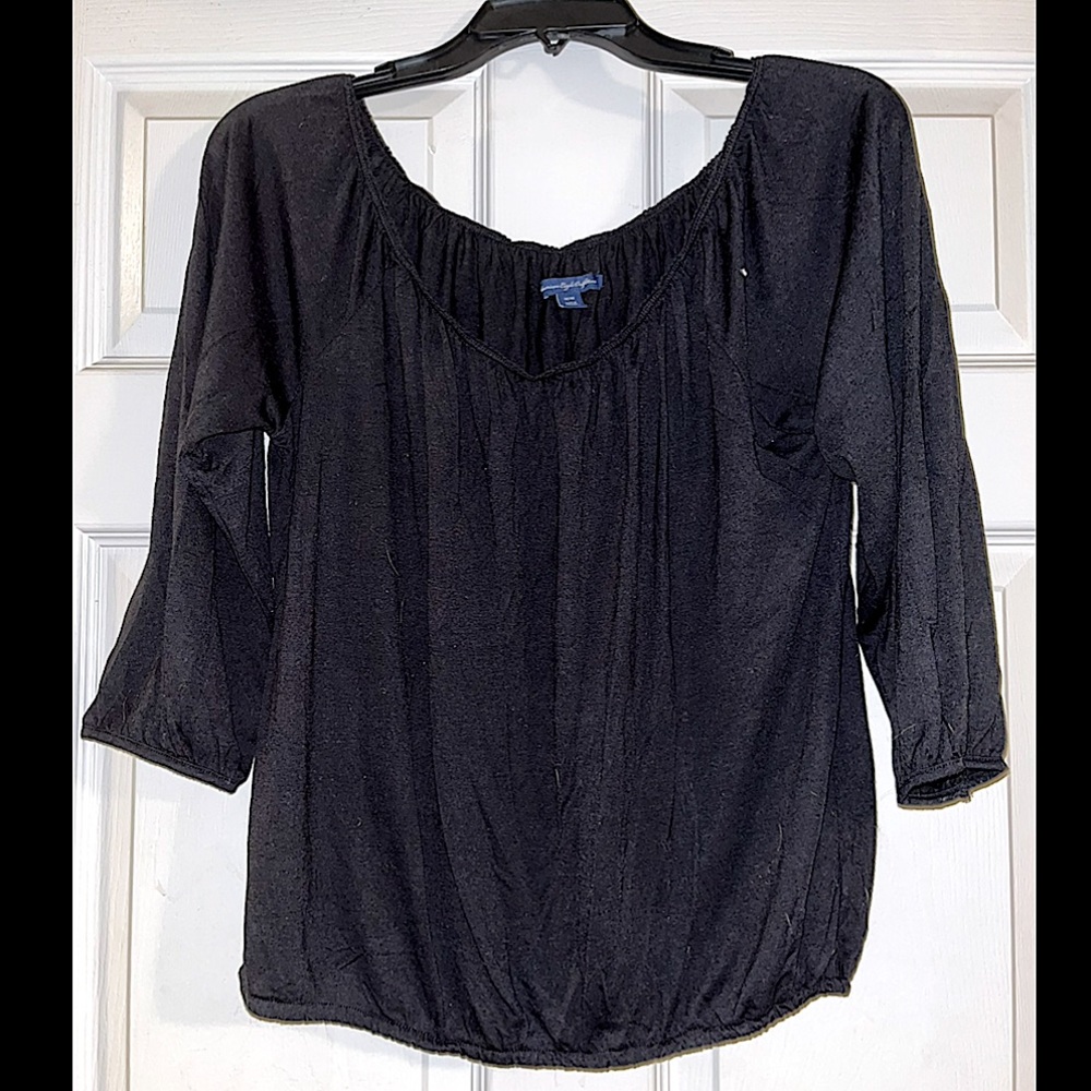 Black American Eagle Off the Shoulder Blouse